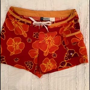 O’Neill Water Shorts, Orange & Yellow, Large.